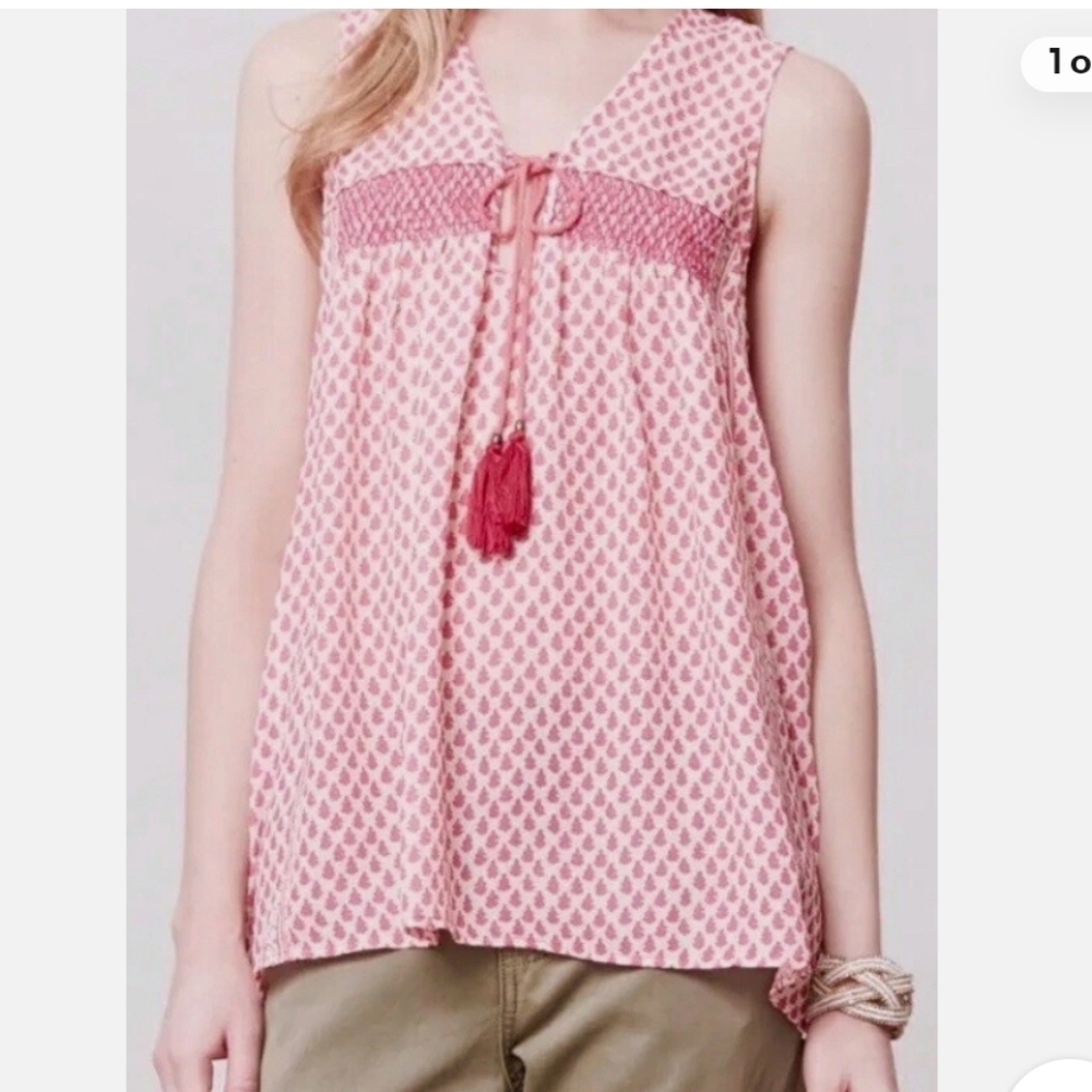 Anthropologie By Tracy Reese Pink Printed Sleeveless Tunic Top